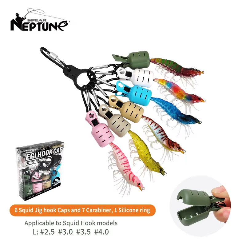 Fishing Hook Jig - 6개의 다채로운 오징어 지그 훅 캡