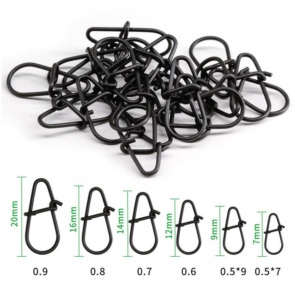 100 개/몫 매트 블랙 스냅 낚시 배럴 회전 안전 스 - Fishing Hook Box 리뷰 및 가격